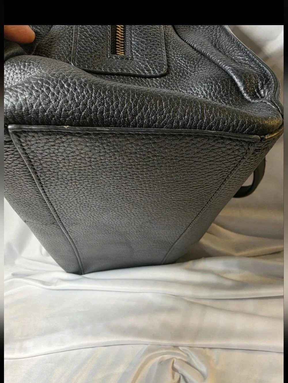kate spade Black Pebbled Leather Satchel with Tassel Charm